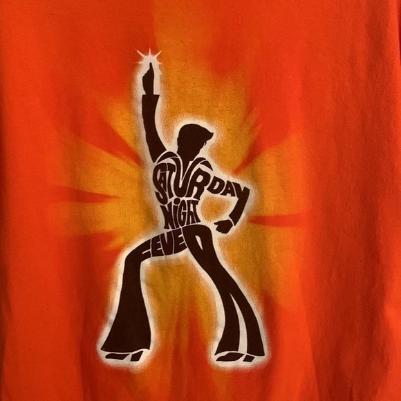 GILDAN Orange “Saturday Night Fever” T-Shirt Size M #140 - Picture 2 of 7